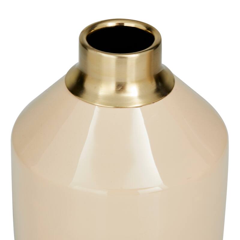 Metal Vase with Gold Rims (Set of 2) - Cream, Blue, Yellow, Red