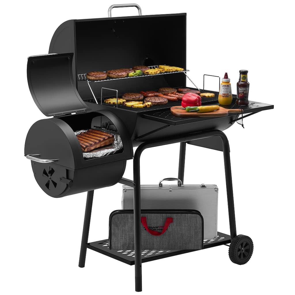 Royal Gourmet Charcoal Grill with Barrel Offset Smoker