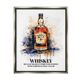 Stupell Funny Whiskey Phrase Framed Floater Canvas Wall Art Design by Amanda Greenwood