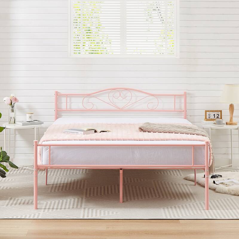 Javlergo Metal Platform Bed Frame with Modern Headboard, No Box Spring Needed