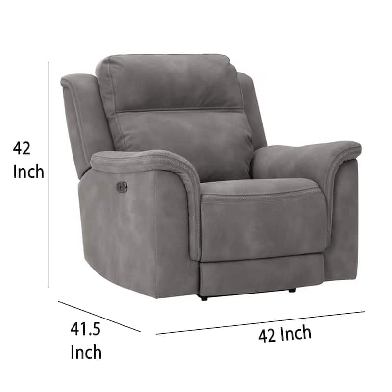 Corbin Power Recliner Chair, Zero Draw USB, Slate Gray Faux Leather