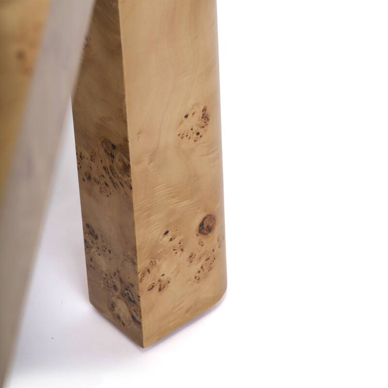 Studio London Round Coffee Table Maple Burl Wood Veneer with Easy Assembly