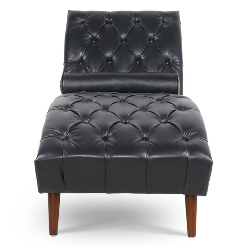 Christopher Knight Home - Arlo Upholstered Chaise Lounge with Rolling Pillow and Birch Legs