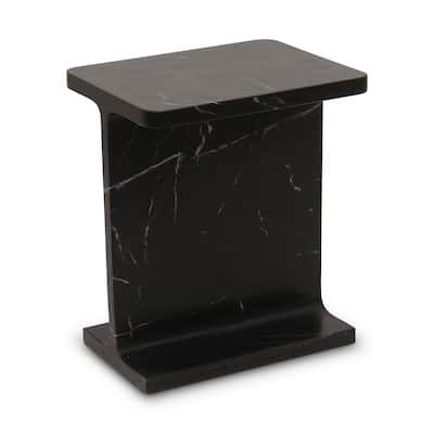 Aurelle Home Modern Solid Marble I-Beam Accent Table