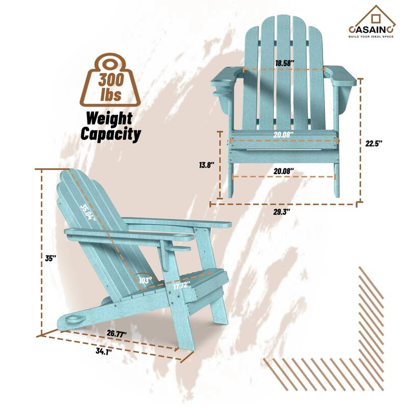 34.5 in. 5-Piece Metal Patio Fire Pit Set, Fire Pit Table and Adirondack Chairs with Cup Holder and Umbrella Holder