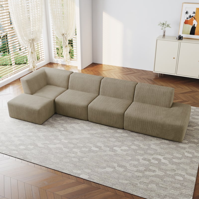 Oversize 5-Piece Modular Sectional Sofa Set with Ottomans