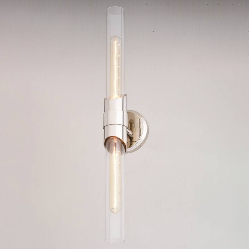 Webster 2 Light LED Compatible Contemporary Bathroom Vanity Wall Sconce Fixture Clear Glass