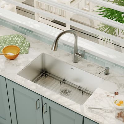 Karran 30" Undermount Large Single Bowl Stainless Steel Sink Kit