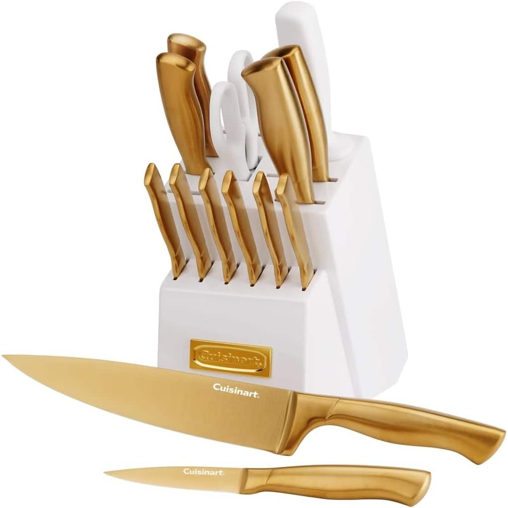 Cuisinart Professional 15pc Cutlery Block Knife Set, Steel Blades , Lightweight, Stainless Steel, Durable & Dishwasher Safe