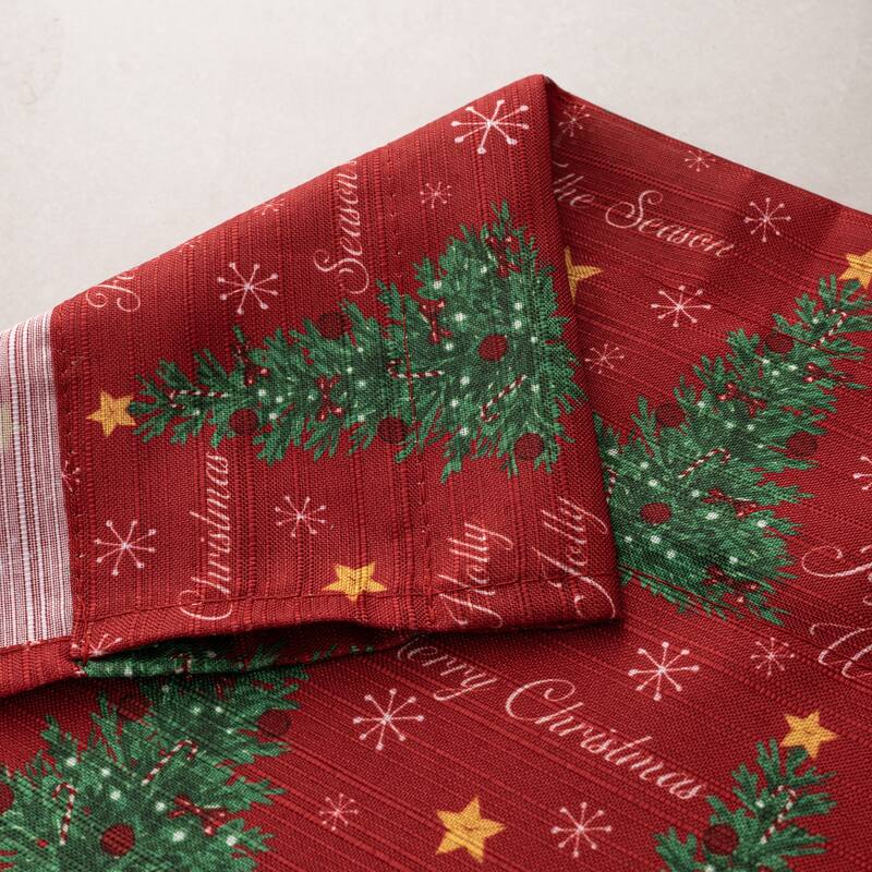Christmas Tree Greetings Kitchen Curtain Set