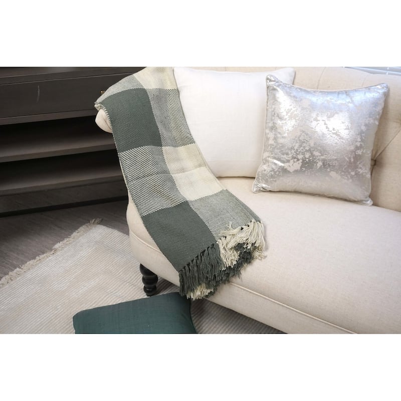 Home&Manor Handcrafted Wool & Cotton Throw Blanket