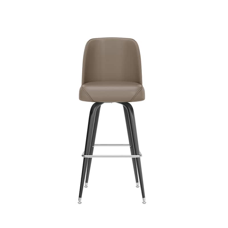 2 Pack Metal Barstool with Swivel Vinyl Upholstered Bucket Seat and Footrest - 18.5"D x 18.5"W x 42.5"H