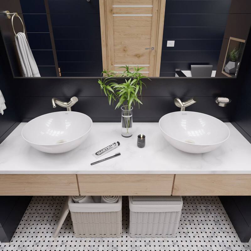Eago 17-7/8" Round Ceramic Above Mount Bathroom Basin