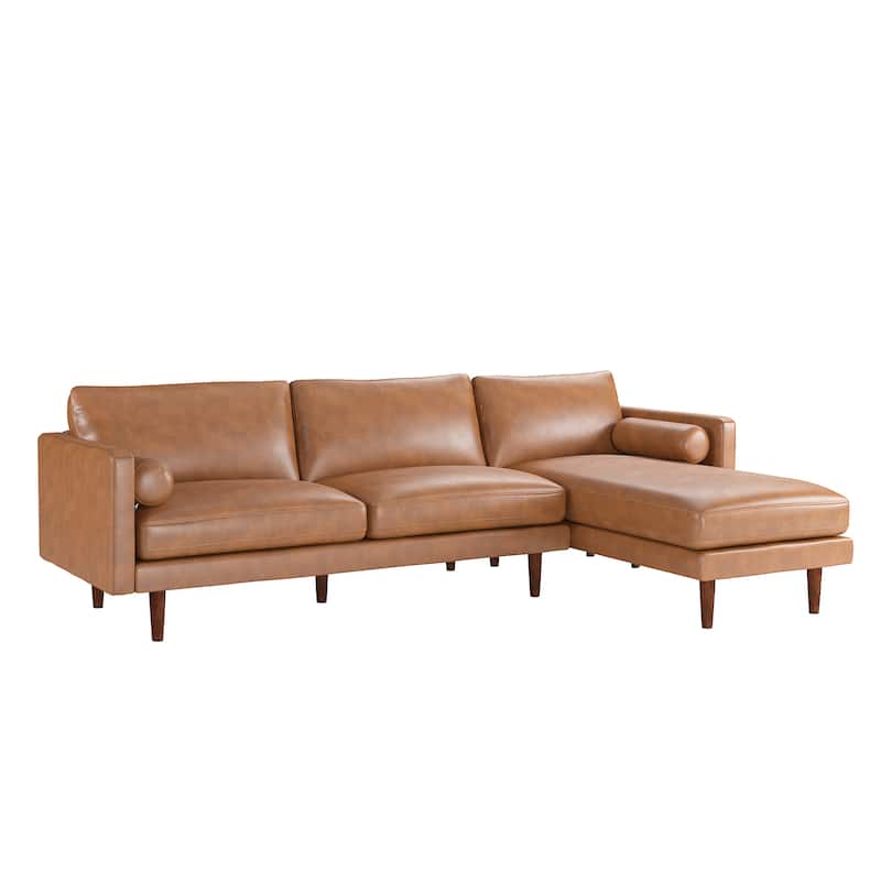 Oana Mid-Century Faux Leather Sectional Sofa by iNSPIRE Q Modern