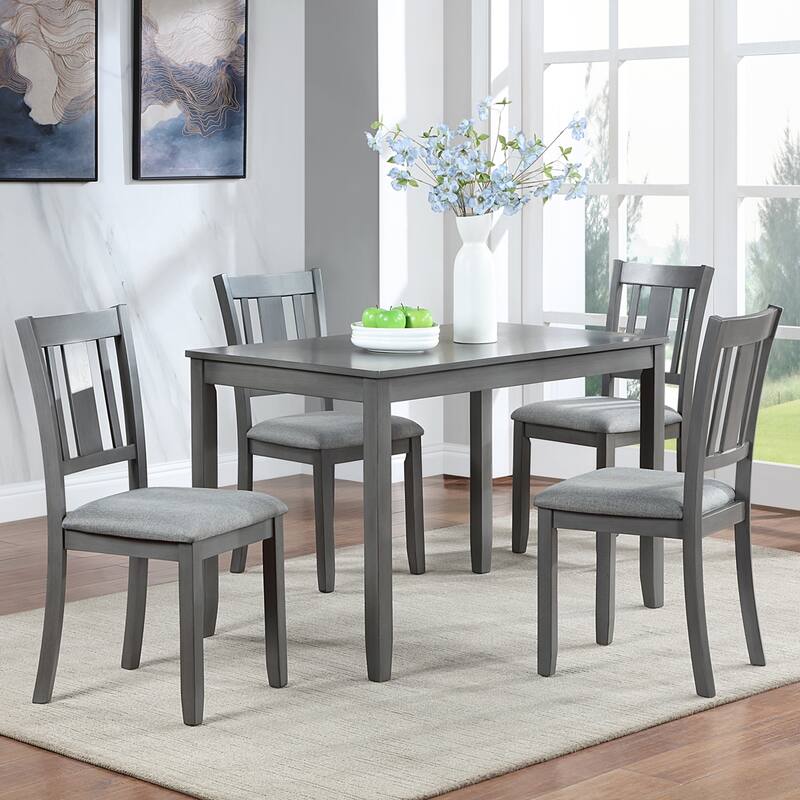 Modern Dining Chair, Wooden Dining Chair with Linen Padded Seat and Ergonomic Backrest, for Dining Room, Kitchen, 4-Piece Set