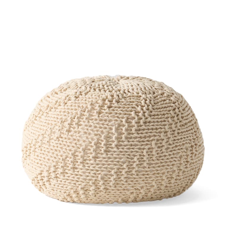 Barwick Indoor And Outdoor Knitted Round Pouf by Christopher Knight Home
