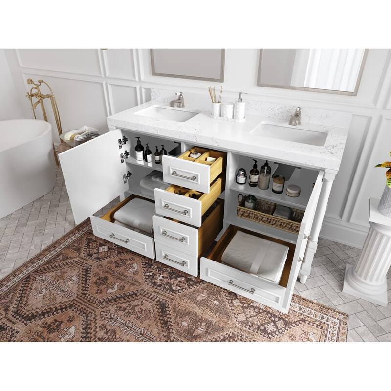 Willow Collections 60 in. W x 22 in. D Aberdeen Double Sink Bathroom Vanity with Countertop