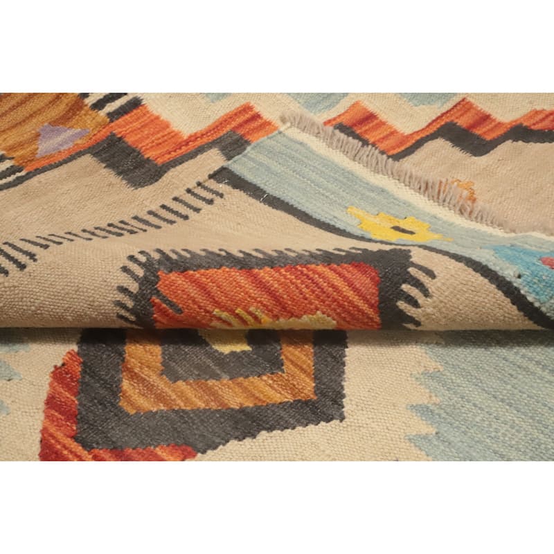 Hand Woven Southwestern Wool Multi-Colored Geometric Area Rug - 8' 0'' X 5' 0''