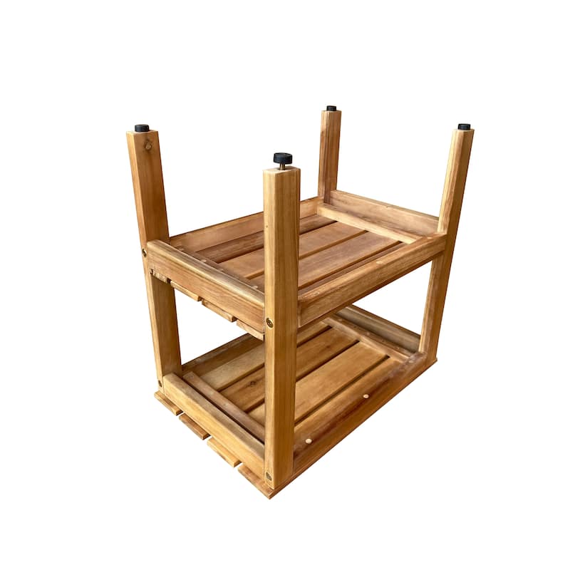 Zen® Acacia 18" Length Shower Bench with Shelf - 18"T x 18"W x 11.8"D