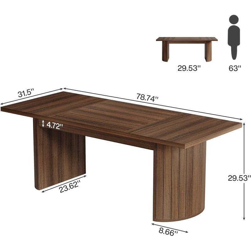 Brown Wood 78.7 Inches Long Computer Desk Large Executive Desk