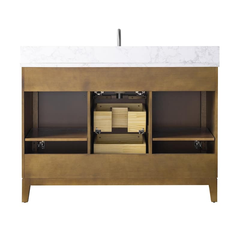 Vanity Art 48" Freestanding Bathroom Vanity with Engineered Marble Top and Sink