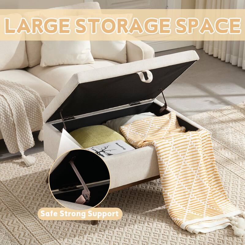 Mid-Century Modern Square Coffee Table with Storage Bench