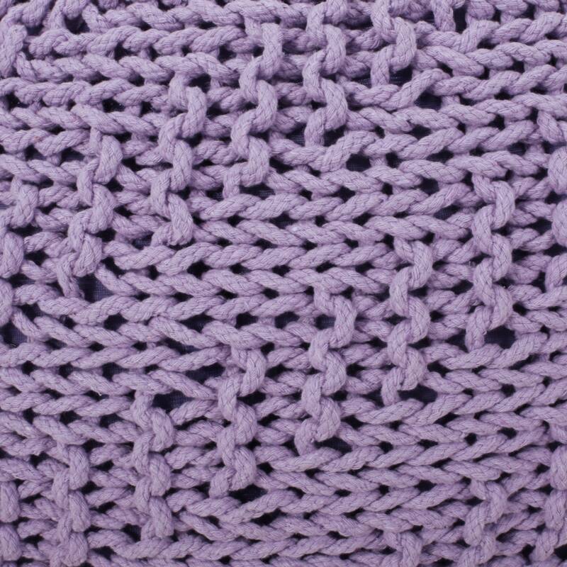 Bordeaux Knitted Cotton Round Pouf, Lavender