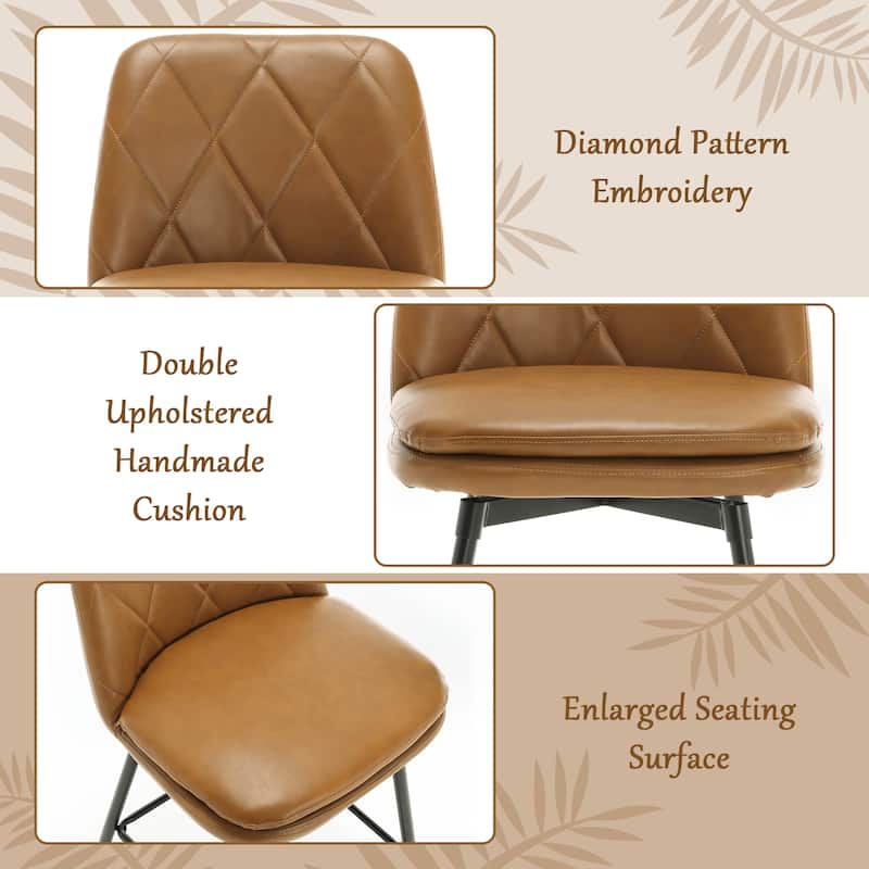 Faux Leather Upholstered Metal Frame Bar or Counter Height Swivel Bar Stools (Set of 2)