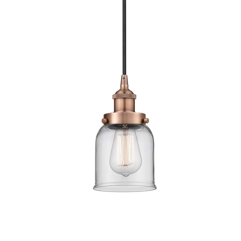 Innovations Lighting 616-1PH-10-5 Bell Pendant Bell 5" Wide Mini - Antique Copper / Clear