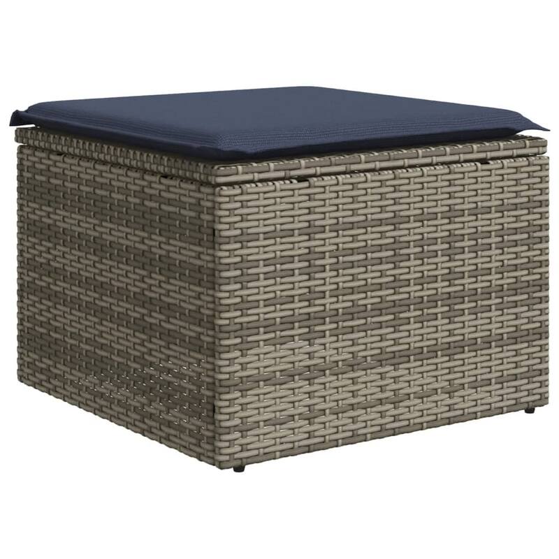 vidaXL 6 Piece Patio Sofa Set with Cushions Grey Poly Rattan - 24.4" x 24.4" x 27.2"