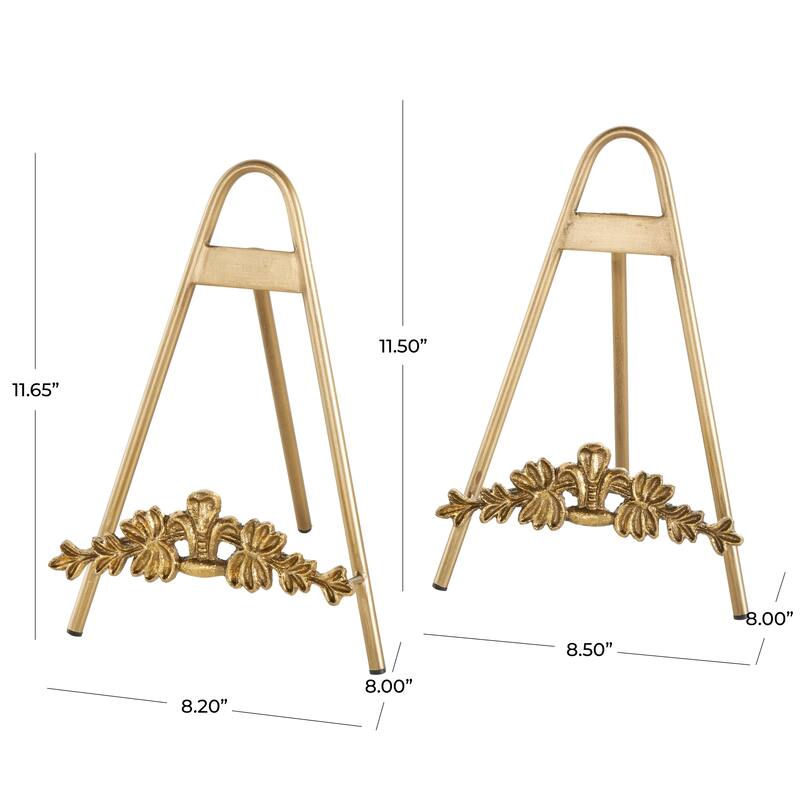 Gold Metal Arched Foldable Tabletop Easel with Vine Emblem