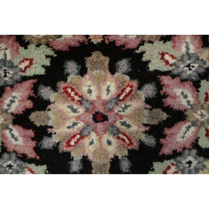 Hand Knotted Oriental 100% Wool Carpet Traditional Traditional Black Kashan Area Rug - 6' 1'' X 4' 0''