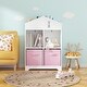 preview thumbnail 11 of 16, Kids Dollhouse Bookcase with Storage, 2-Tier Storage Display Organizer, Toddler Bookshelf with 2 Collapsible Fabric Drawers