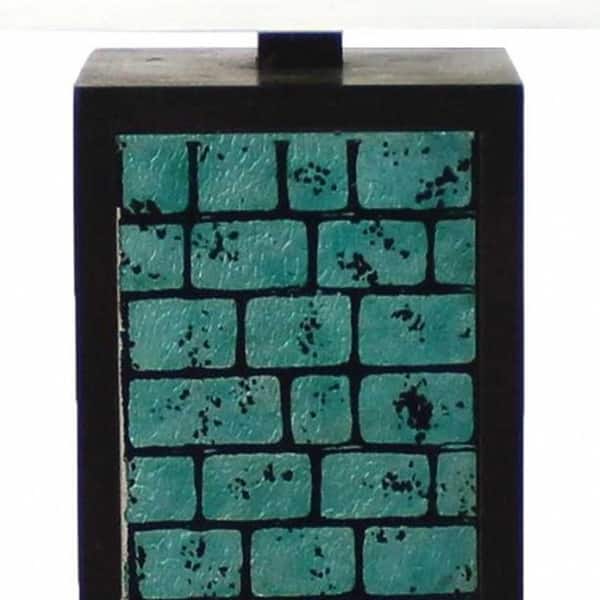 13 X 15 X 30.75 Black Metal With Teal Brick Pattern - Table Lamp 13 X 15 X 30.75 Black Metal With Teal Brick Pattern - Table Lamp