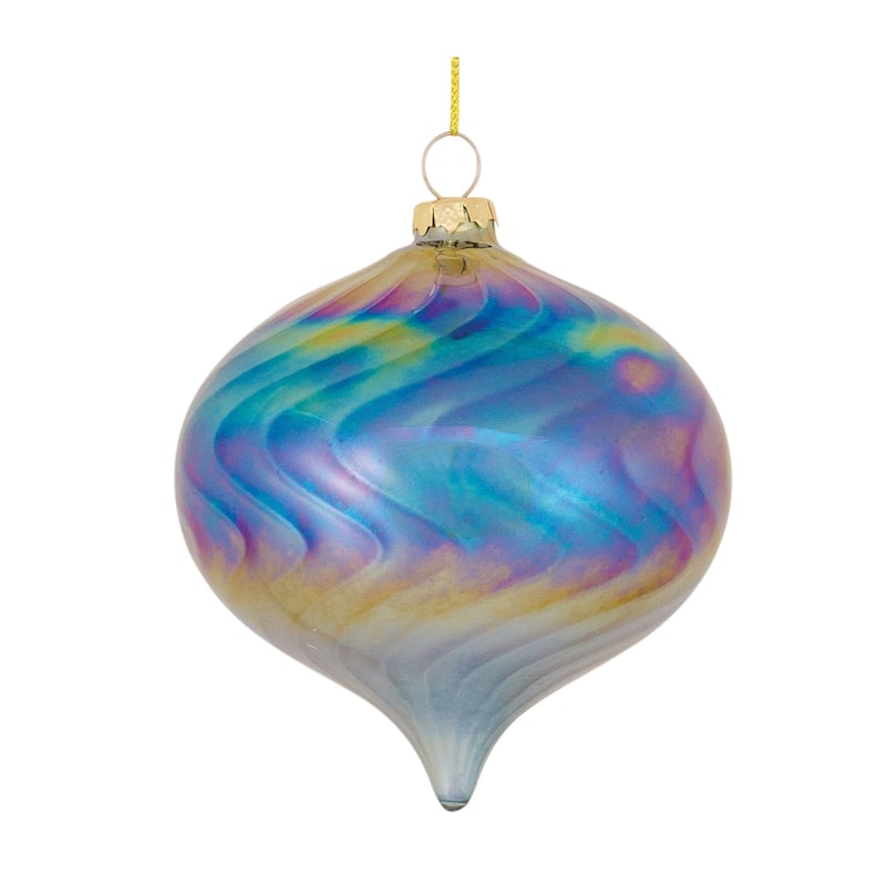 Pearl Finish Swirl Glass Christmas Ornaments 7" 180mm Multi-Color 6Ct
