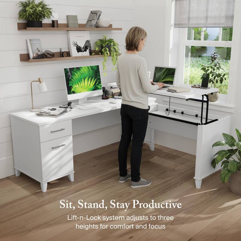 Somerset 72W 3 Position Sit to Stand L Shaped Desk by Bush Furniture