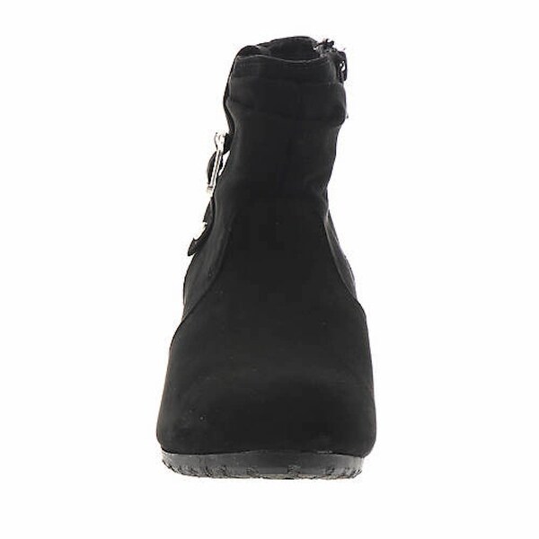 ladies black wedge boots
