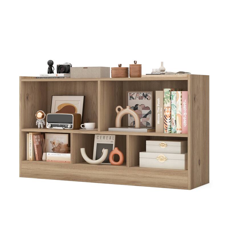 Kids Storage Cabinet with 5 Cubes and Display Shelf Bookcase Organizer for Bedroom and Playroom - 44" x 12" x 24" (L x W x H)