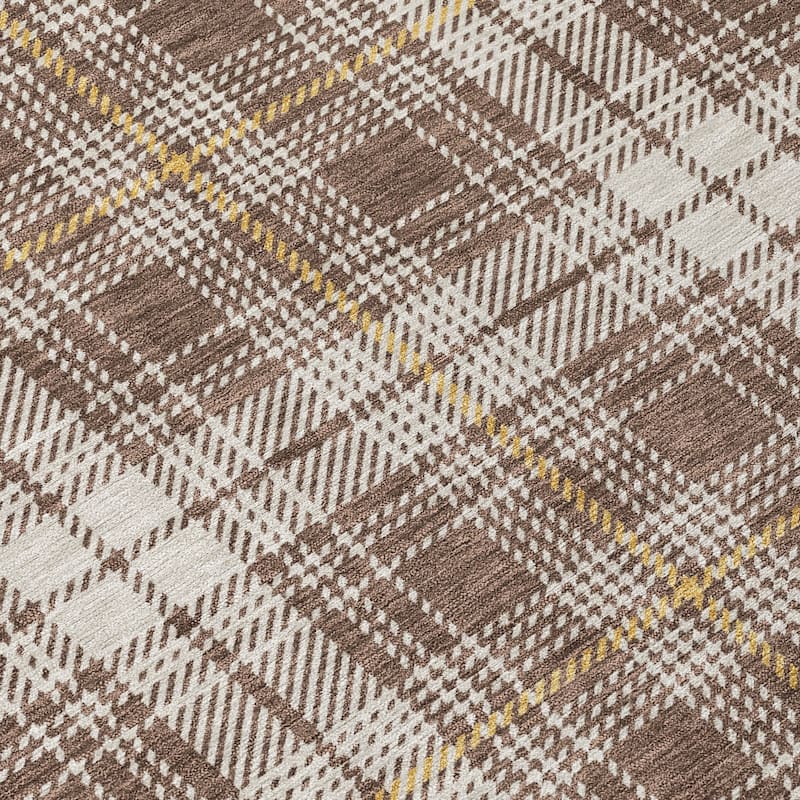 Machine Washable Indoor/ Outdoor Plaid Chantille Rug