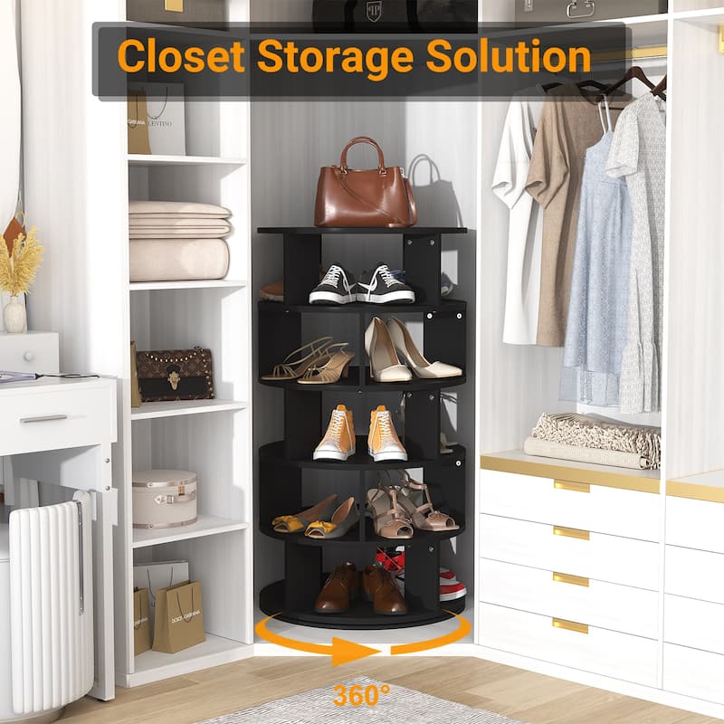 Cimly 7-tier Rotating Shoe Rack Tower, 32-pair Spinning Display Round Shoe Organizer for Closet