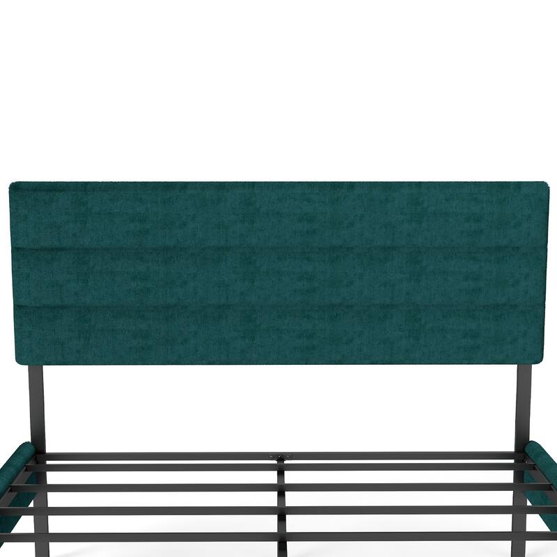 Bedroom Platform Bed Frame with Upholstered Headboard, 14" Underbed Storage, No Box Spring Required