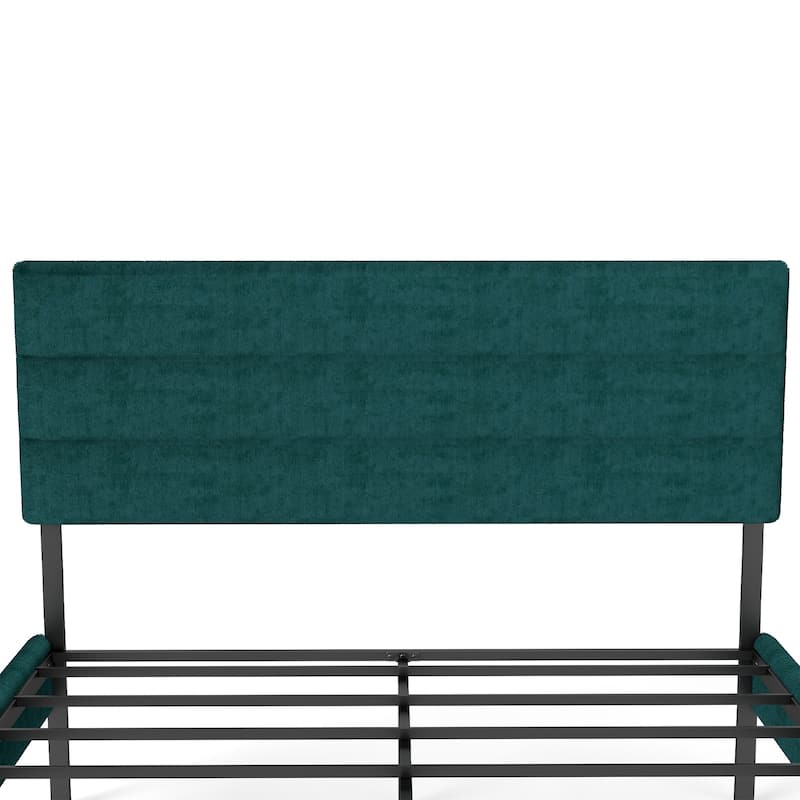 Queen Size Upholstered Platform Bed with Headboard and 14'' Underbed Storage