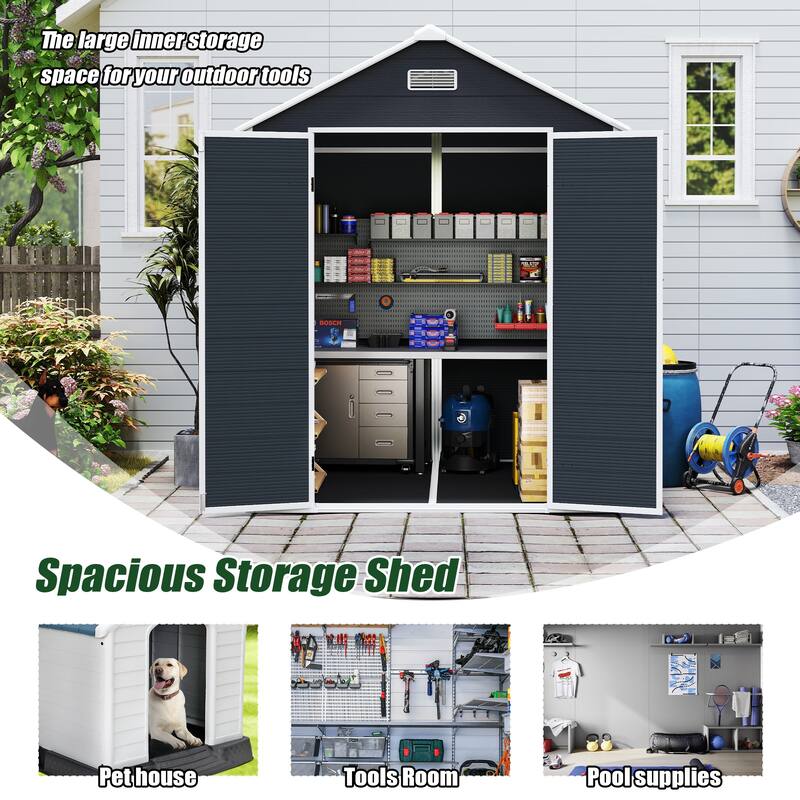 6*6ft resin storage shed, high quality pp material with Lockable Door,strong structure, waterproof