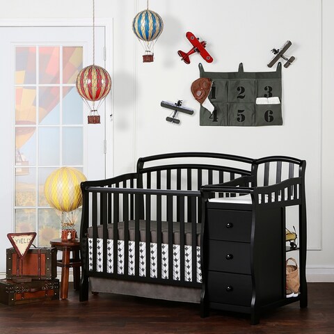 Casco Black Espresso Wood 4-in-1 Mini Multi-function Crib with Dressing Table, Black