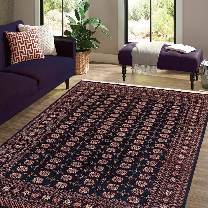 Tribal Bokhara Duke Blue/Blue Hand Knotted Wool Rug - 8'4'' x 9'11''