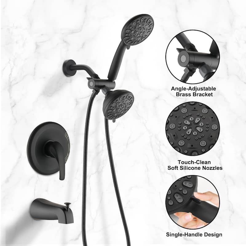 YASINU 2 in 1 Bath 48-Sprayer Shower Faucets Set with 2-way Water separator - 5