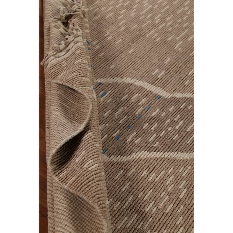 Earth Tone Moroccan Oriental Large Area Rug Handmade Brown Wool Carpet - 10'3"x 14'5"