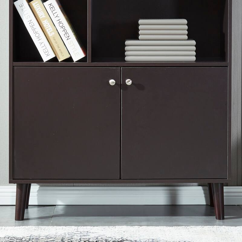 67" Bookshelf with Shelves, Cabinet - Coffee