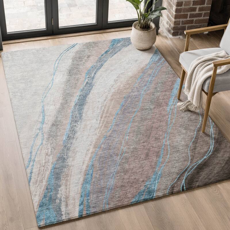 Premium Washable Super Soft Modern Motion Mayfield Rug - Brown - 2'6" x 3'10"