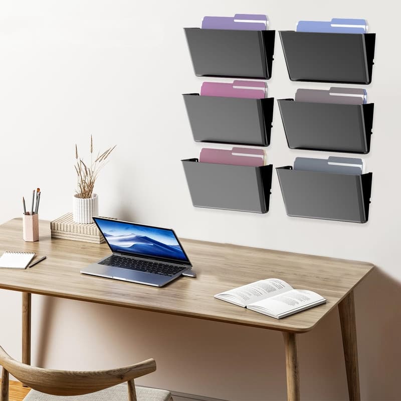 6 Pockets Acrylic Wall File Organizer - 13.2 x 6.8 x 4 inches